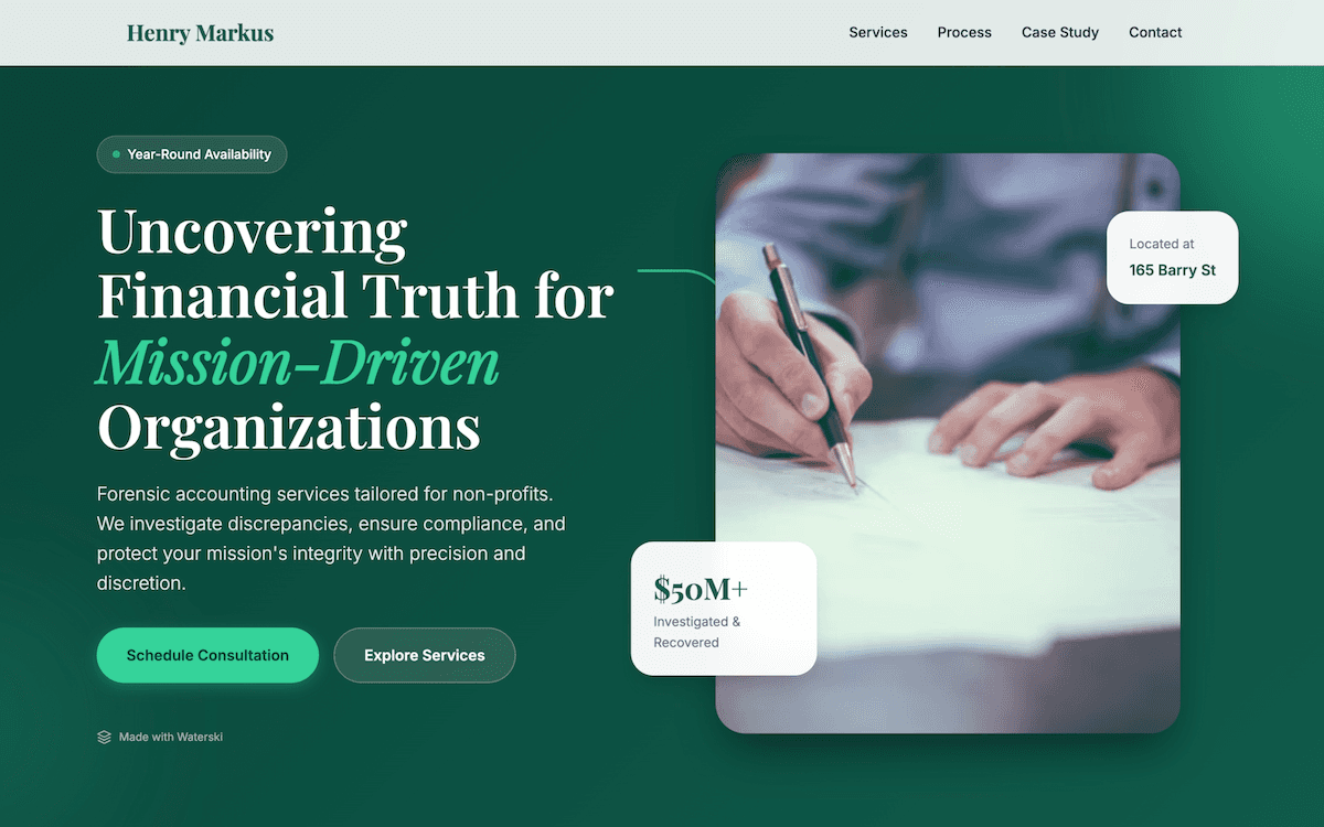 Sample site on desktop