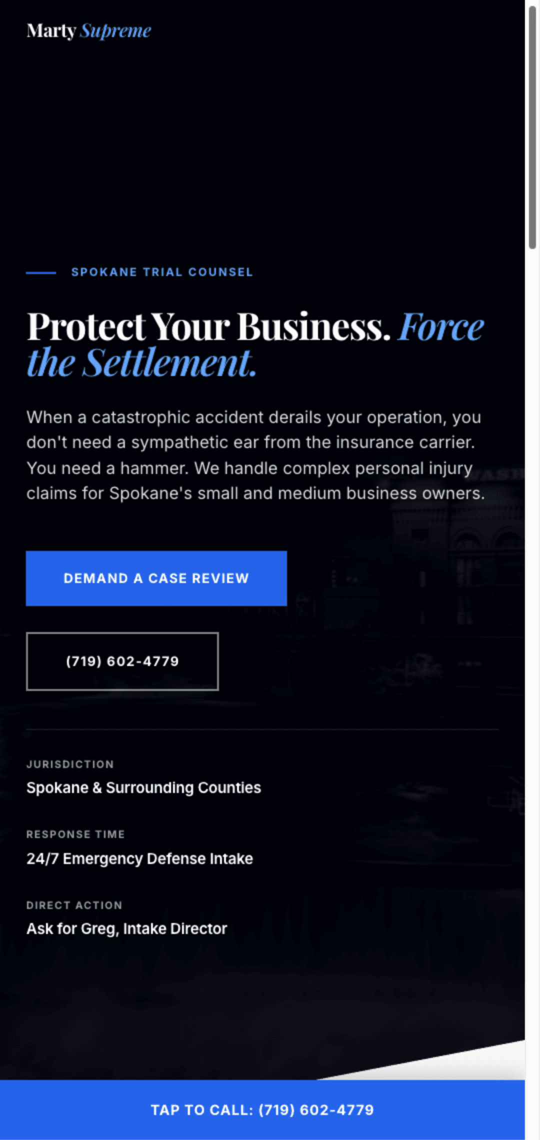 Sample site on mobile
