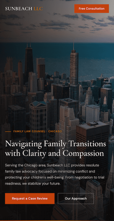 Sample site on mobile